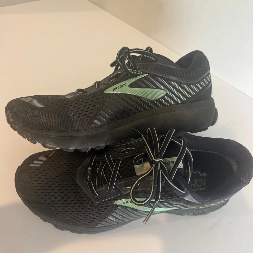 Brooks Ghost 12 GTX Mens Running Shoes Black Lime Waterproof  10 Running Goretex